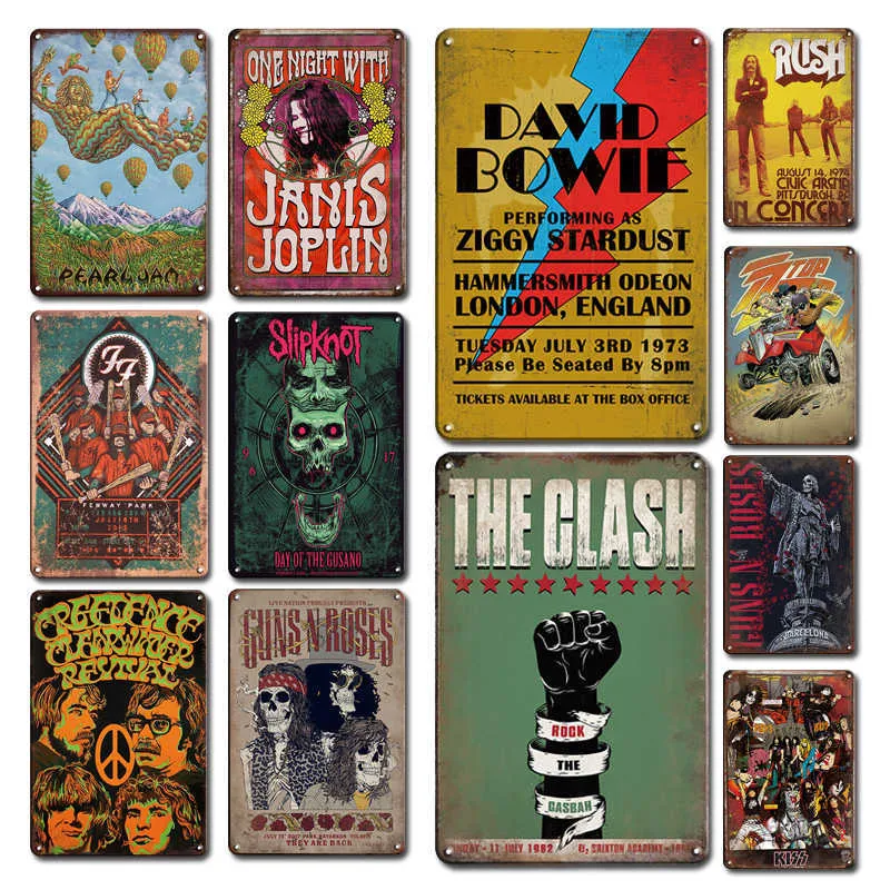 Placas de pôster de metal da música pop Banda de rock Tin Sign Vintage Man Cave Quarto Placas Decorativas de Decoração Chic Acessórios de Decoração de Casa5790144