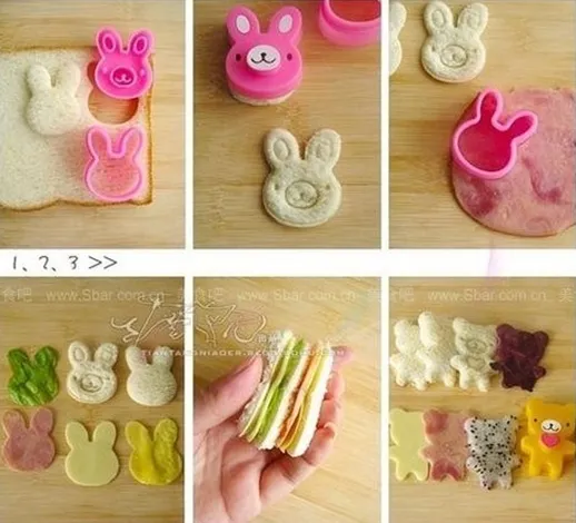 set Bear Flower Rabbit Sand Mold Cutter Bread Biscuits Embossed Device Cake Tools Rice Balls Lunch Mould E048 220815