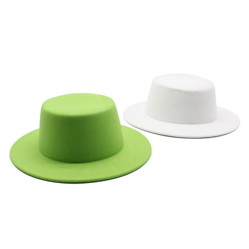 Women Wool Felt Hats White Wide Brim Fedoras for Wedding Party Church Hats Pork Pie Fedora Hat Floppy Derby Triby Hats Base 220517