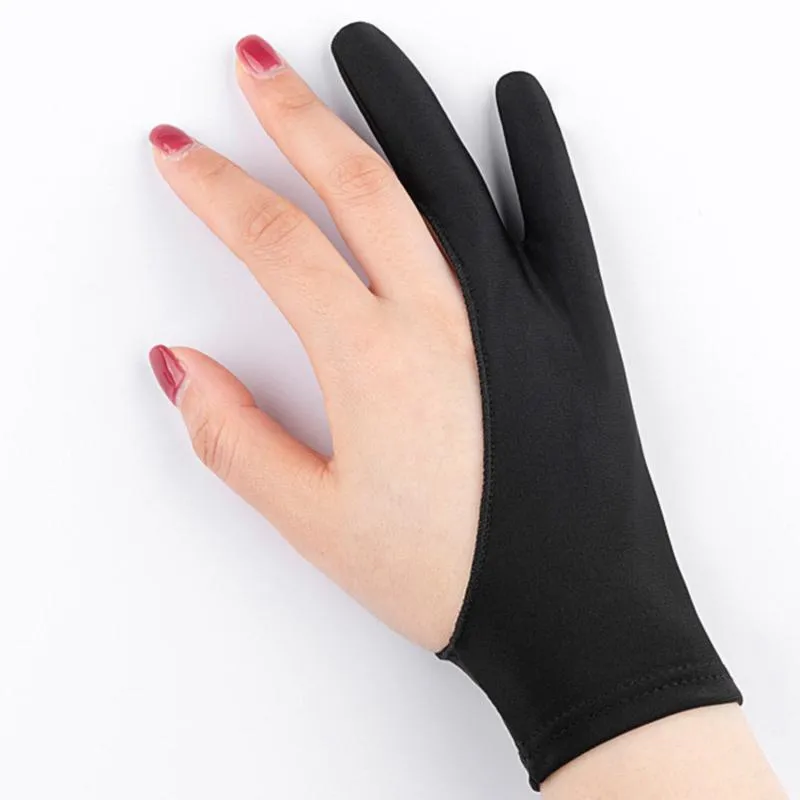 Fem fingrarhandskar Tvåfingers konstnär Anti-Touch Glove för att rita tablett höger och vänster Anti-Fouling Screen Board245w