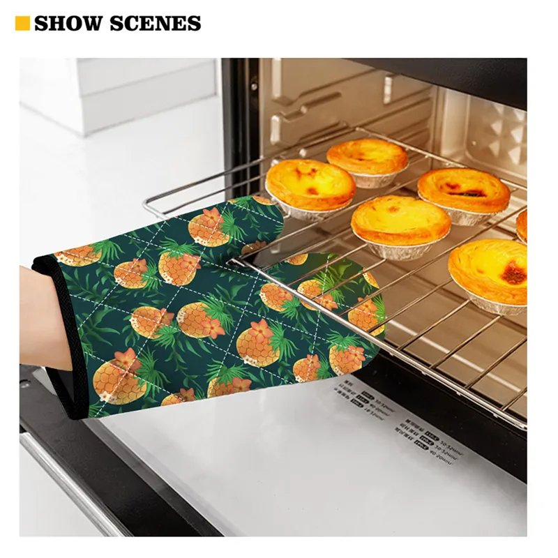 Kawaii Poodle Dog Pattern Design Kitchen Gloves for Cooking Customize Oven Mitts Baking Set Thiked Heat Insulated Pads 220707