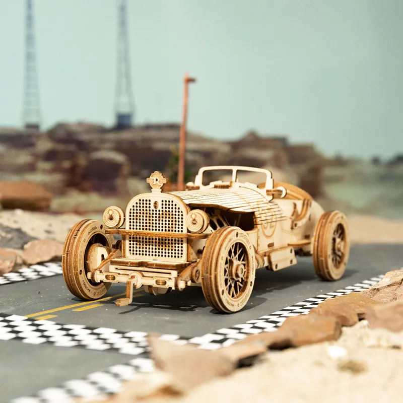 Robotime Rokr Trem mecânico de madeira 3D quebra-cabeça carro brinquedo montagem locomotiva modelo kits de construção para crianças presente de aniversário 223148789