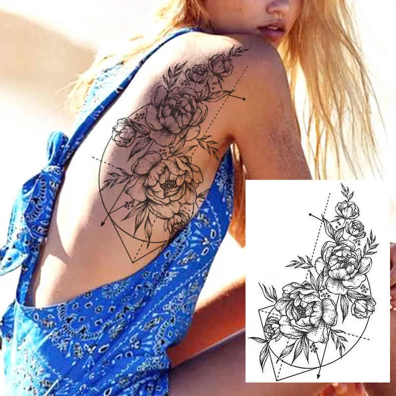 NXY Geçici Dövme Gerçekçi Seksi Şakayık Dövmeler Kadınlar Yetişkin Çiçek Kol Sticker Su Geçirmez Sahte Çiçek Bloosom Vücut Bacak Art Tatoos 0330
