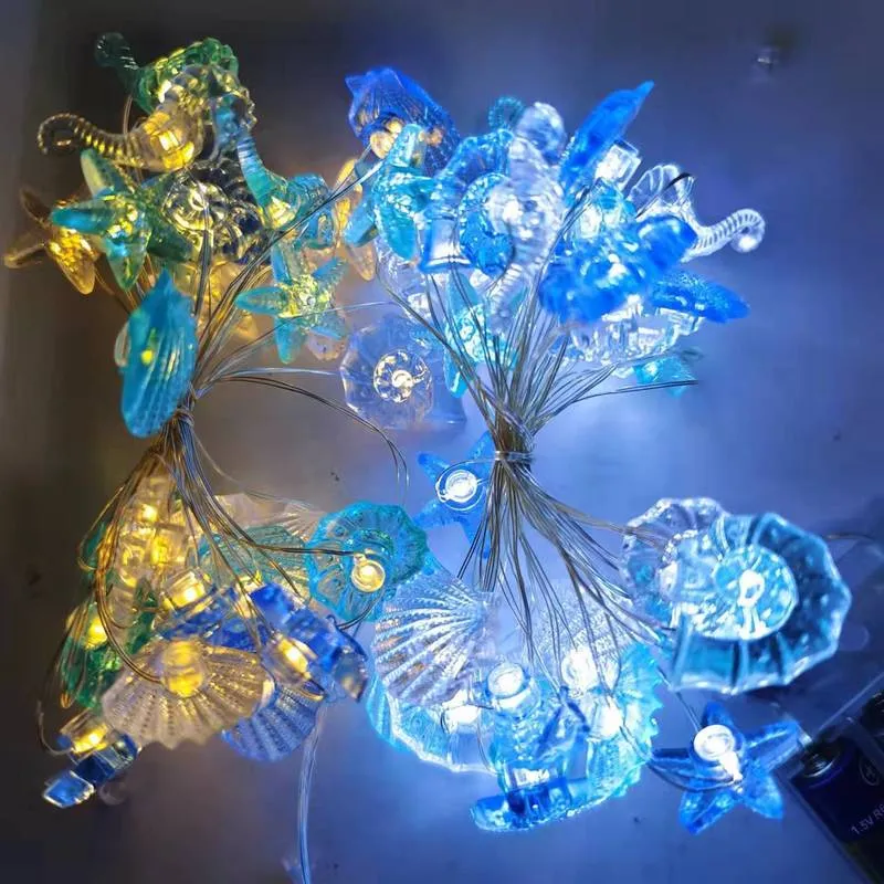 2M Acrylique LED Guirlandes Colorées Hippocampe Seastar Shell Conque Lampes Thème De La Mer Fournitures De Fête Enfants Fête D'anniversaire Décoration 220815