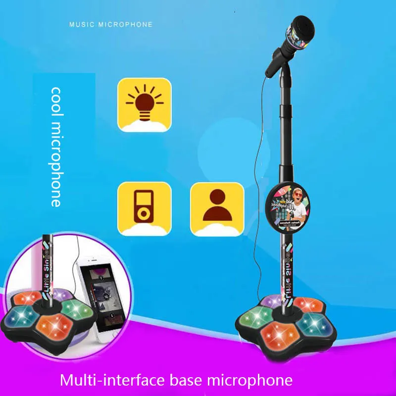 Enfants karaoké chanson Machine Microphone support lumières jouet cerveau-formation jouet pour enfants jouets éducatifs cadeau d'anniversaire 220706