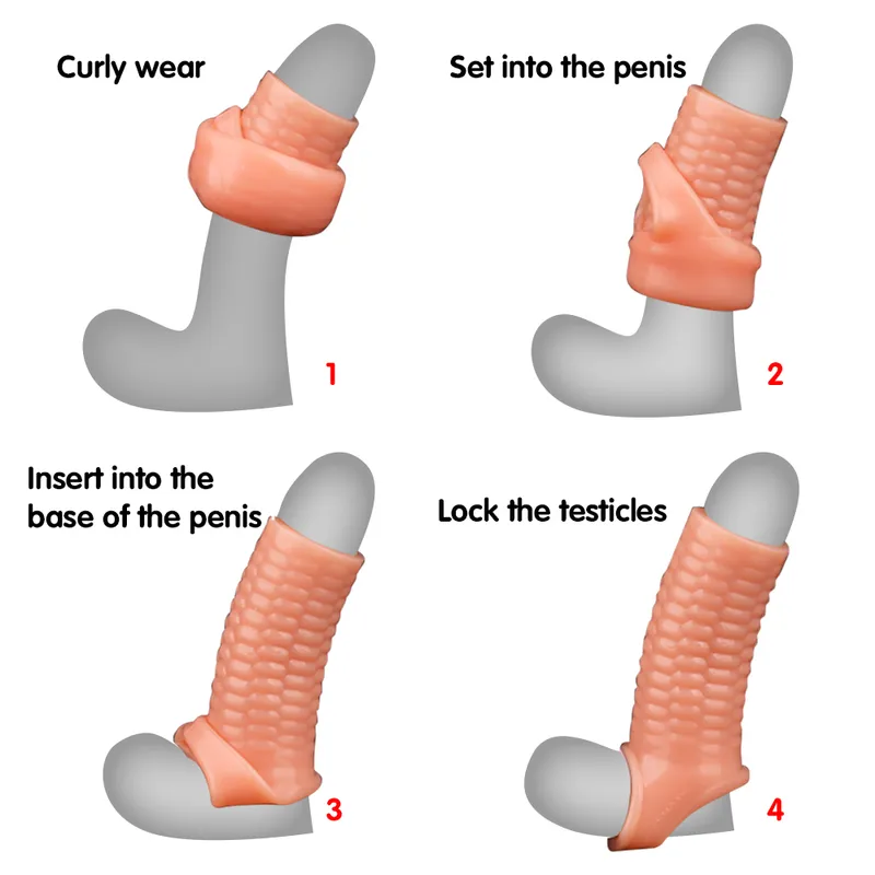 Silicone Reusable Flexible Glans Penis Enlarger Extender Delay Ejaculation Cock Ring Sleeve Adult Sex Toys For Men 2207207478379