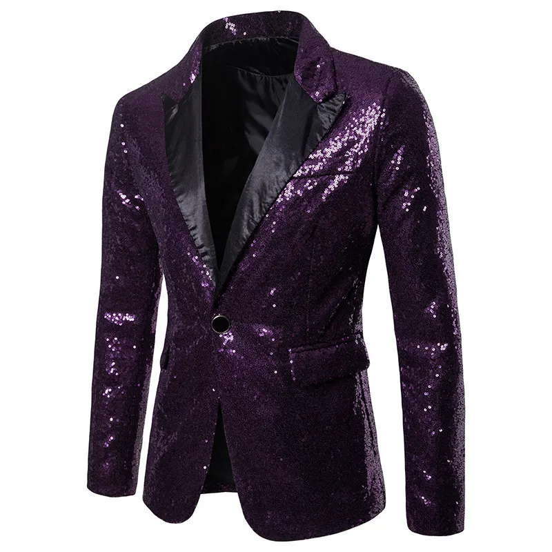 Hommes Glitter Sequin Costume Vestes Fantaisie Show Costume Party Manteaux De Mariage Blazer Gentleman Bouton Danse Bling Formel 220822