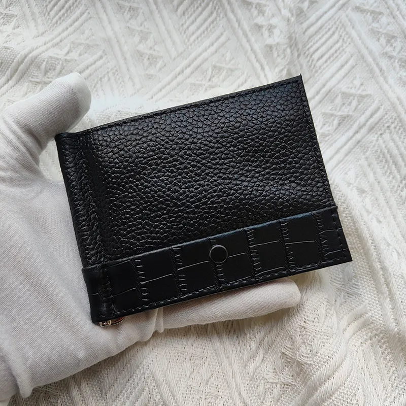 New Men Fashion Wallet Card Holder عالية الجودة جلدية أوروبية الاتجاه الأوروبي الأسود حقيبة حمراء حقيبة قصيرة محفظة رخصة CR2382