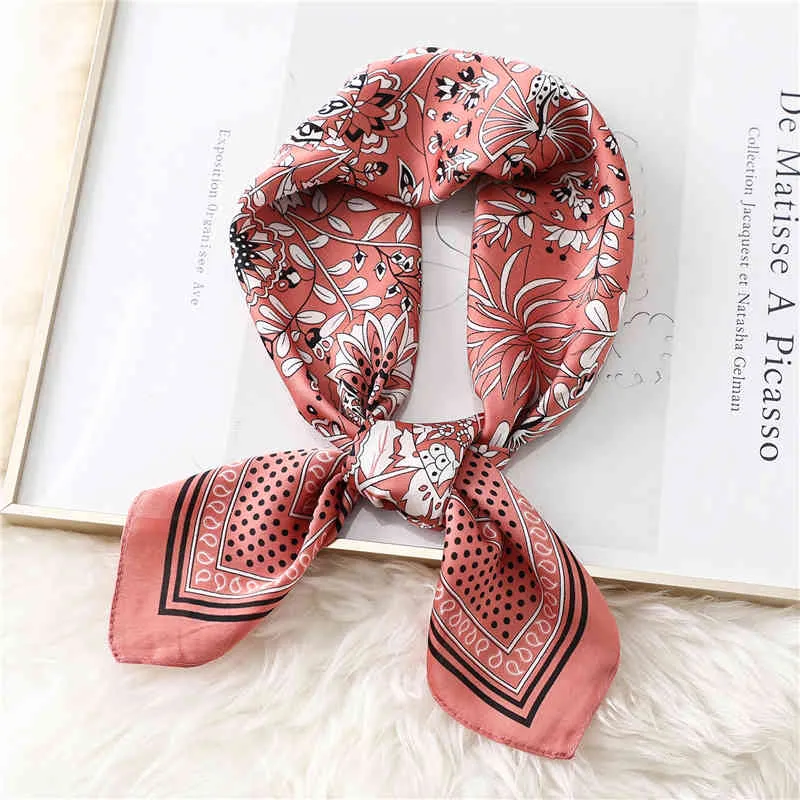 2021 feminino saco quadrado scarf moda floral impressão pescoço lenços foulard mulheres cabeça kerchief bandana xales