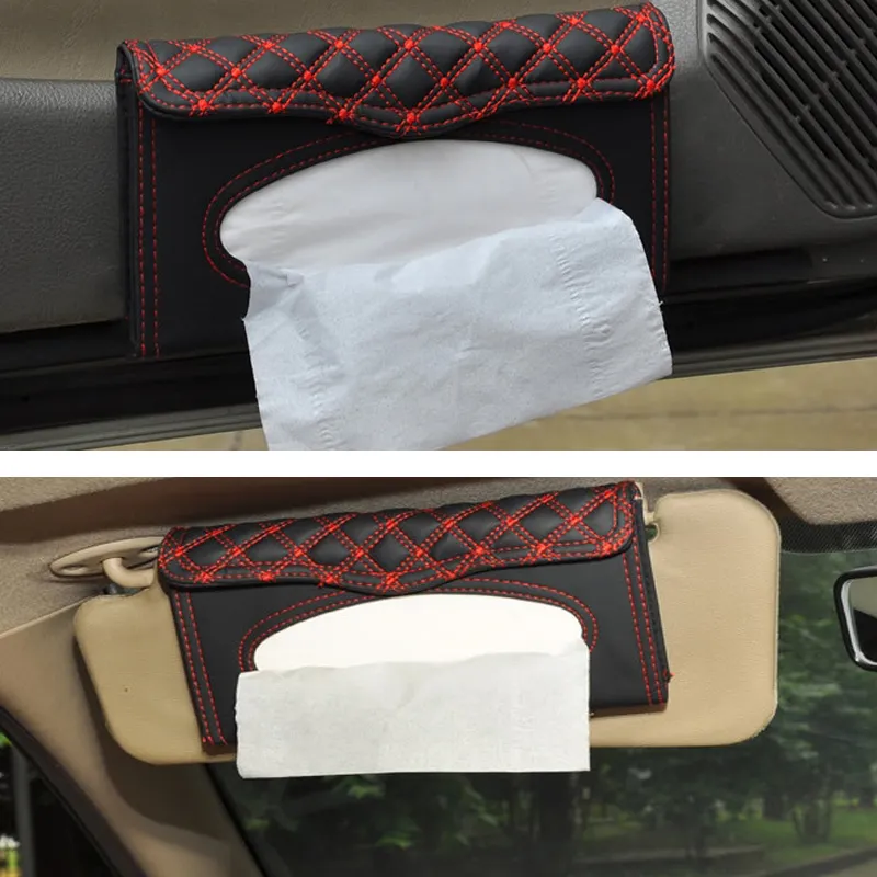 جديد منشفة أنسجة مربع السيارة Car Sun Sun Visor Box Holder Auto Interior Storage Decoration for BMW Car Accessories