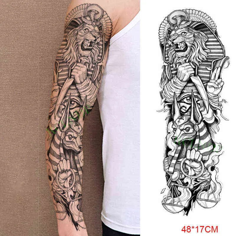 NXY Tatuaggio Temporaneo Adesivo Impermeabile Anubis Antico Egitto Cane Roma Orologio Occhio Braccio Pieno Tatto Falso Flash Tatoo Manica Uomo Donna 0330