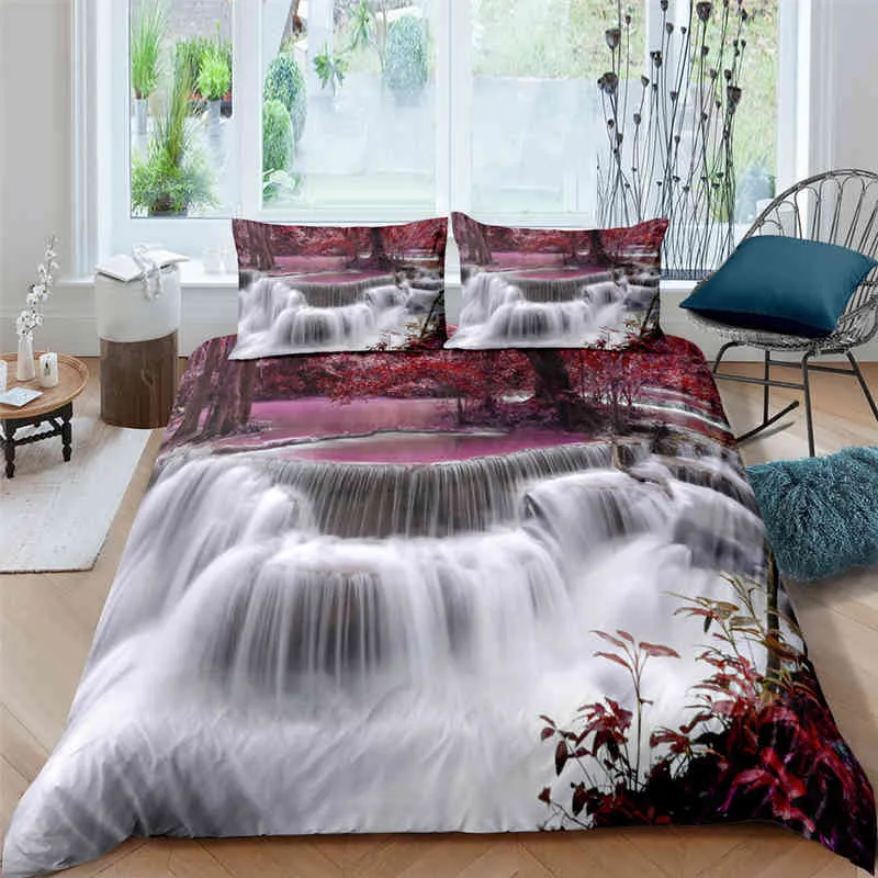 Landscape Waterfall 3d Bedding Set 2/Duvet Cover Sets Pillowcase Soft Bedspreads Single Double Queen King Size