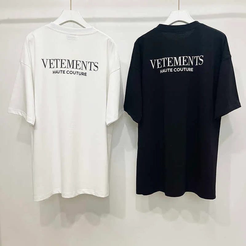 Streetwear VETEMENTS T-shirt décontracté Couple mode col rond haute qualité Simple VTM lettre impression surdimensionné noir blanc nouveau T-shirt