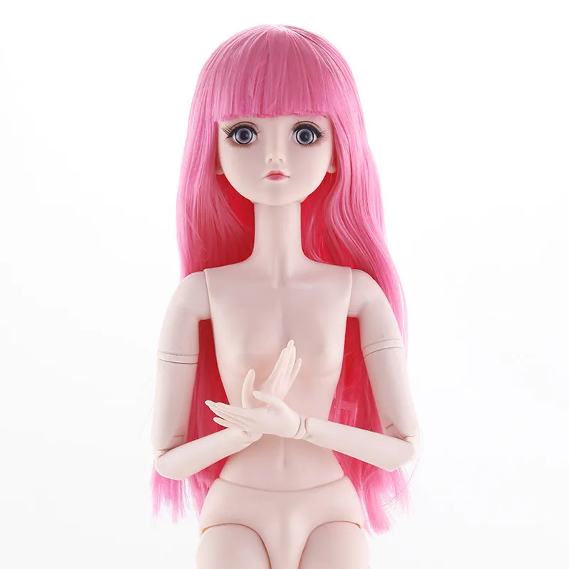 Adollya 60cm BJD Dolls عارية الجسم البلاستيك دمية أنثى رأس 22 مشتركة 13 دمى للفتيات DIY لباس طويل الشعر ألعاب الفتيات 220525