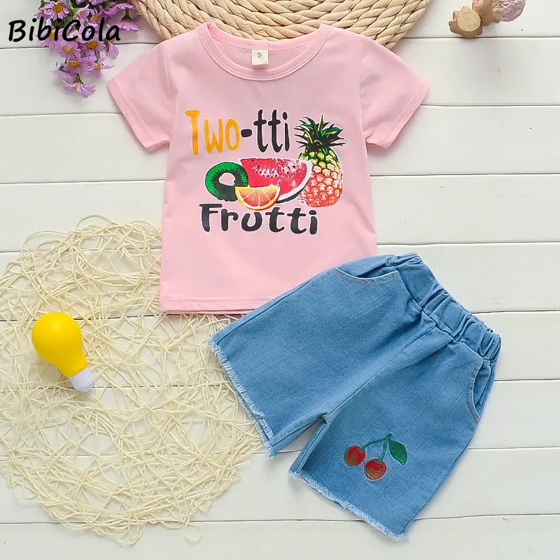 Children Girls summer clothes set baby girls cute fashion cotton print Short sleeve+ shorts for kids trasksuits sets 220507