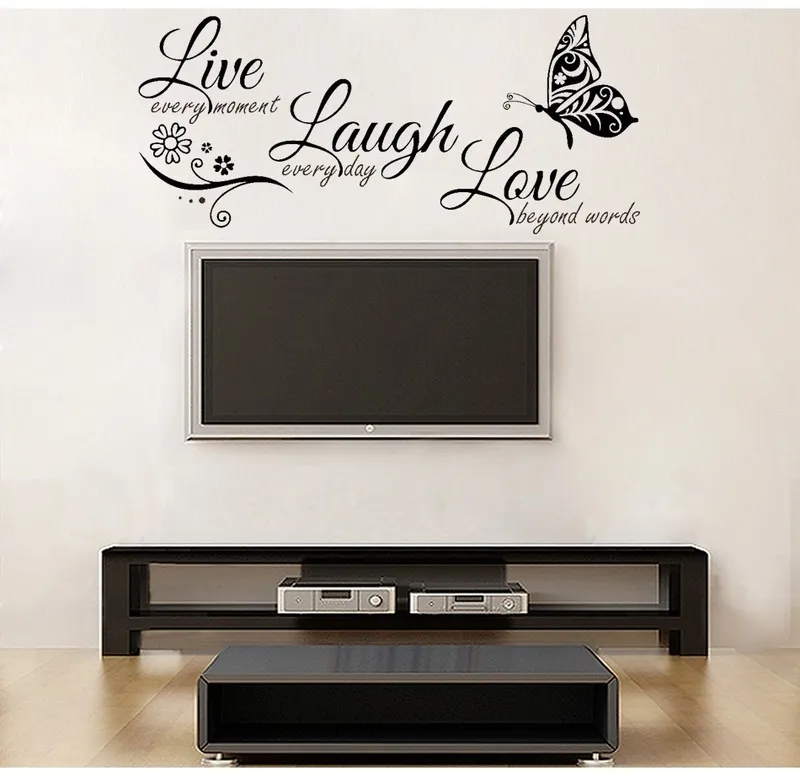 LIVO LIRO AMOR Butterfly Flower Wall Art Modern Decals Quotes Vinyls Setors Decoração de casa Sala de estar 220716