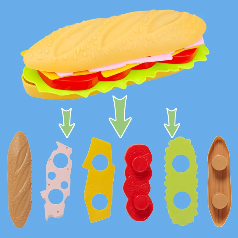 Kids Simulation Food Kitchen Toy Play Play Toying Toys Pary Protists Pot Hamburger Cog Fries Pizza Interactive Toys for Girls 220725