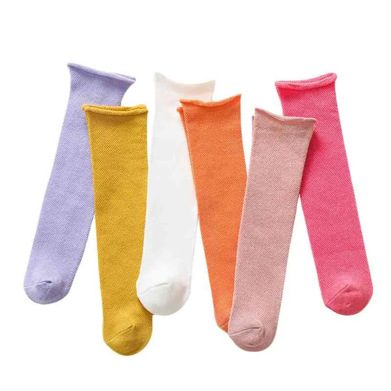 Babymeisjes knie hoge visnet sokken lange sokken zomer peuter elastische vaste kleur vaste kleur vaste dunne gaas sokken accessoires j220621