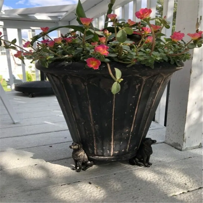 Animal plante Pot pied fleur Support résine artisanat décoration ensemble de 3 extérieur Statue jardin planteur pieds 220721