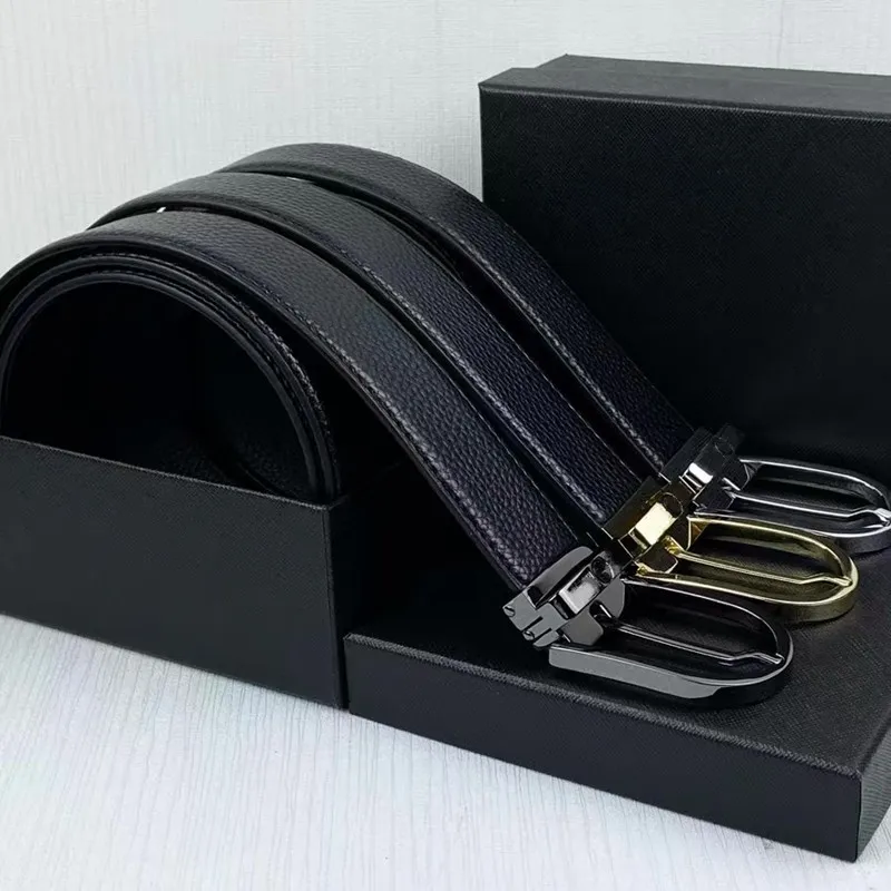 Cinturones de diseñador para mujer Cinturón para hombre Negro Cuero genuino Dorado Hebilla lisa Ancho 3/4 cm con caja TAMAÑO 100-125CM255T
