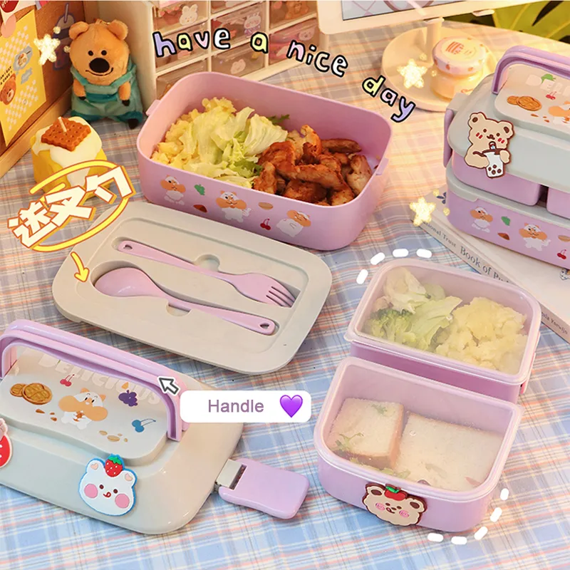 Bento Boxes Kawaii Przenośny lunch dla dziewcząt Szkoły Kid