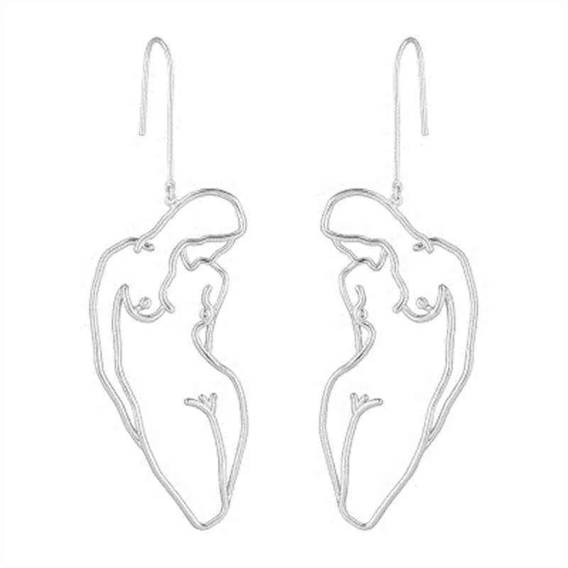 Original Freedom Female Body Form Wire Orecchini 2021 Abstract Body Lady Face Orecchini pendenti le donne Grandi orecchini Statement G220312