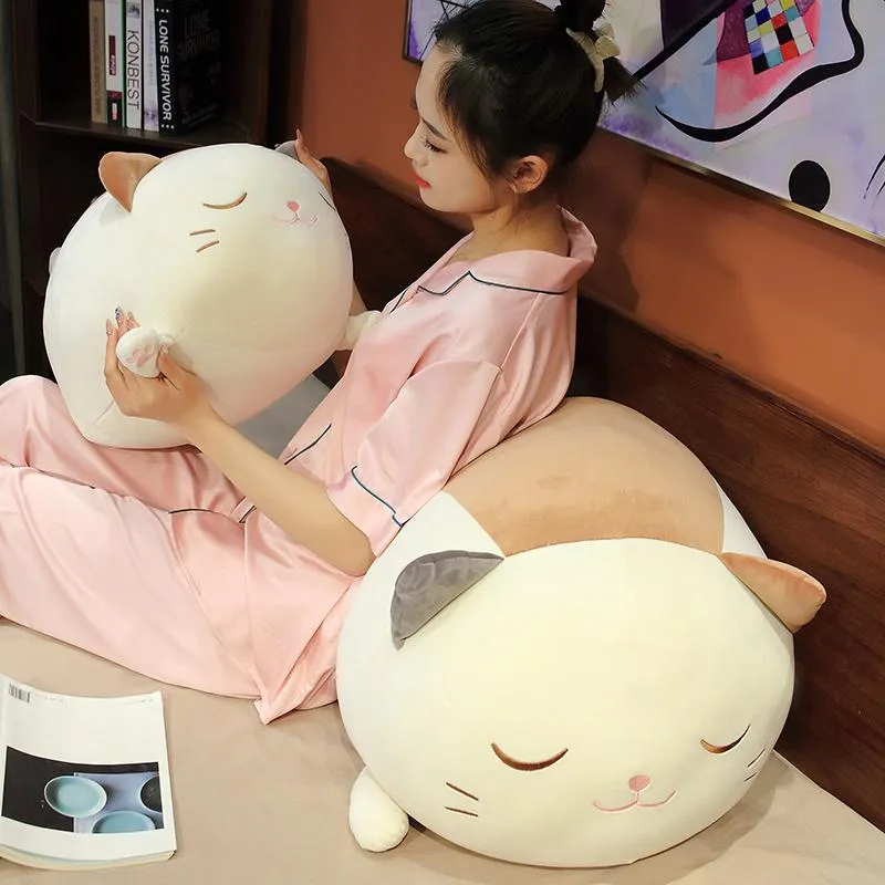 Cute Chubby Cat Plush Toy Big Fat Soft Kitten Doll Lying Cat Sleeping Pillow Cushion Birthday Gift 28inch 70cm