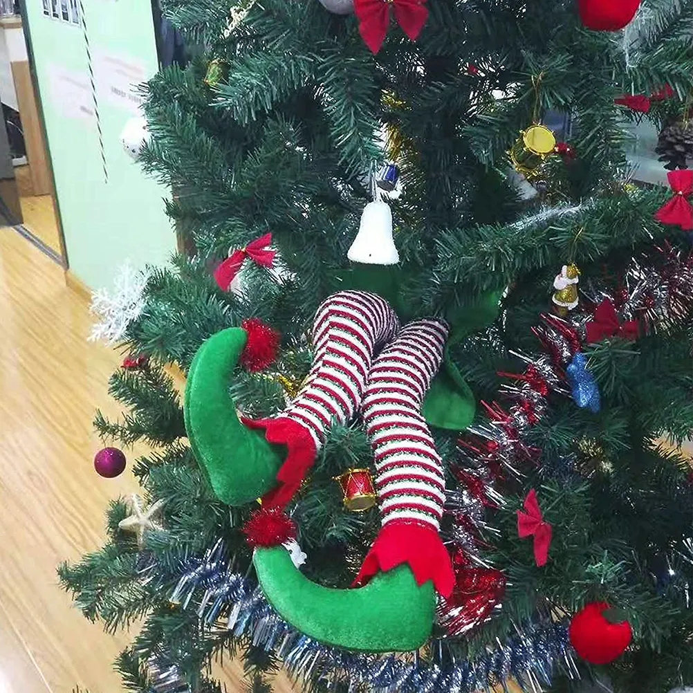 Jul Santa Elf ben plysch fyllda fötter med skor julgran dekorativ prydnad juldekoration hem prydnader sxjun16