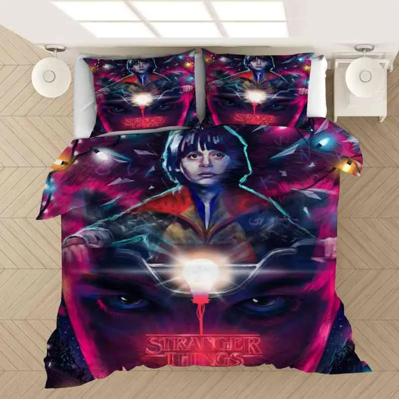 Stranger Things3D Bedding Set Hot Fashion Horror Movie Printed羽毛布団カバーツインフルクイーンキングサイズドロップシッピング