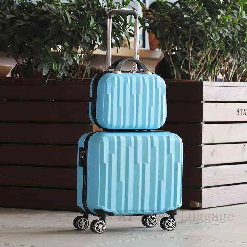 New Inch Travel Bagages Set Femmes Valise Sur Roues Enfants Roulant Abs Trolley Bag Cabine Carry Us J220708 J220708