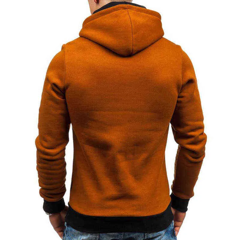 Tamanho XXXL Capuz Men Novo zíper diagonal Sorto de manga longa Men Sorto de Streetwear Casual Solid Capuzy Sweatshirt L220730