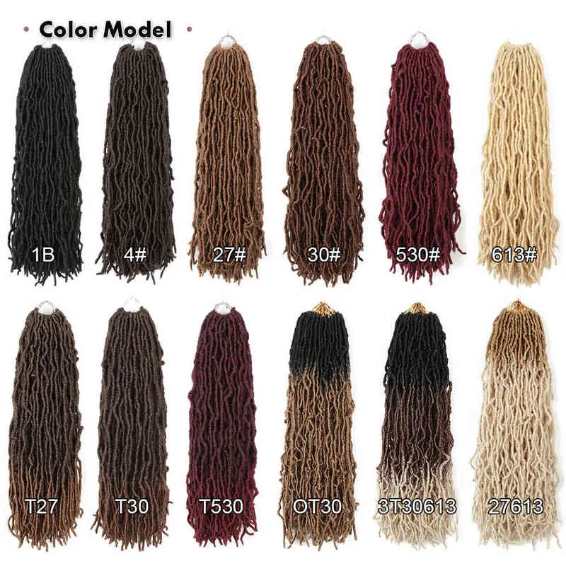 24 Inch Long Messy Boho Nu Soft Locs Goddess Faux Crochet Braids Hair Synthetic Braiding Extensions Expo City 220610