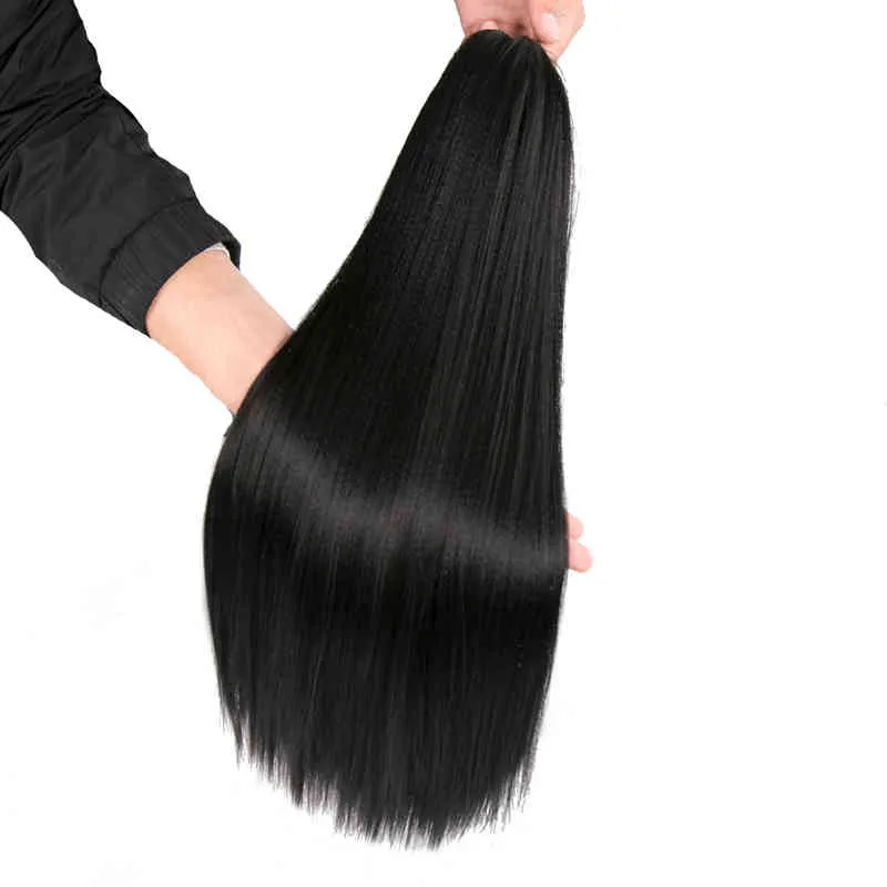 Yaki Rechte Synthetische Trekkoord Paardenstaart Haarverlenging Clip Paardenstaart Haarstukjes Met Elastische Band 20 Inch Dream Ice's252e