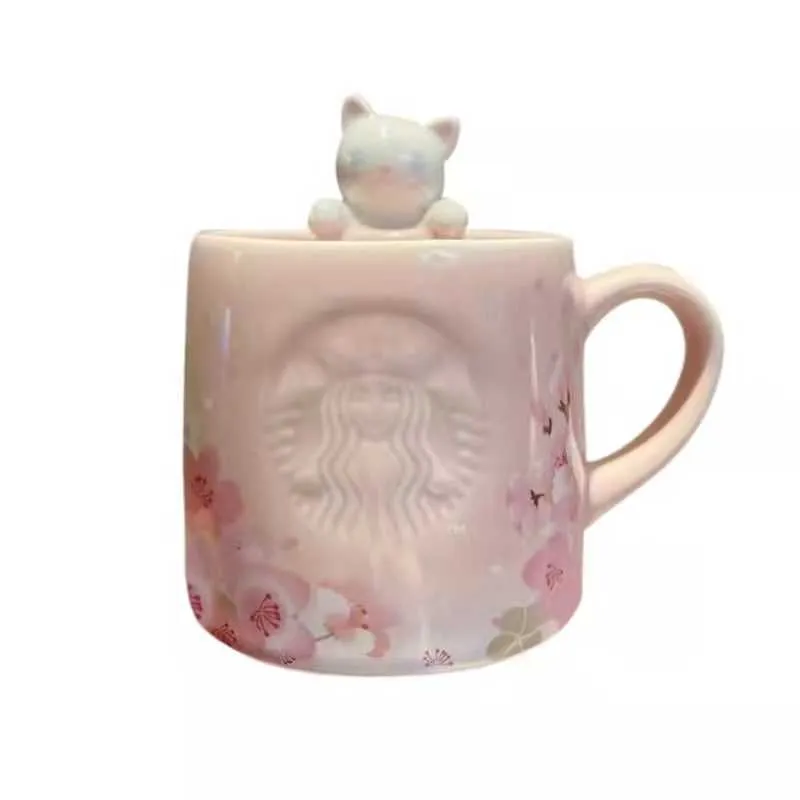 Кубок Starbucks Pink Cherry Blossom кружка счастливая вишня милая кошка керамическая настольная питьевая кофе