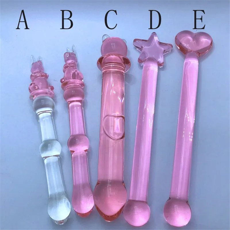 Kanin Pink Crystal Glass Dildos Masturbator realistiska dildo penis stor gspot anal rumpa plugg vuxna sexiga leksaker för kvinna kvinnlig7858674