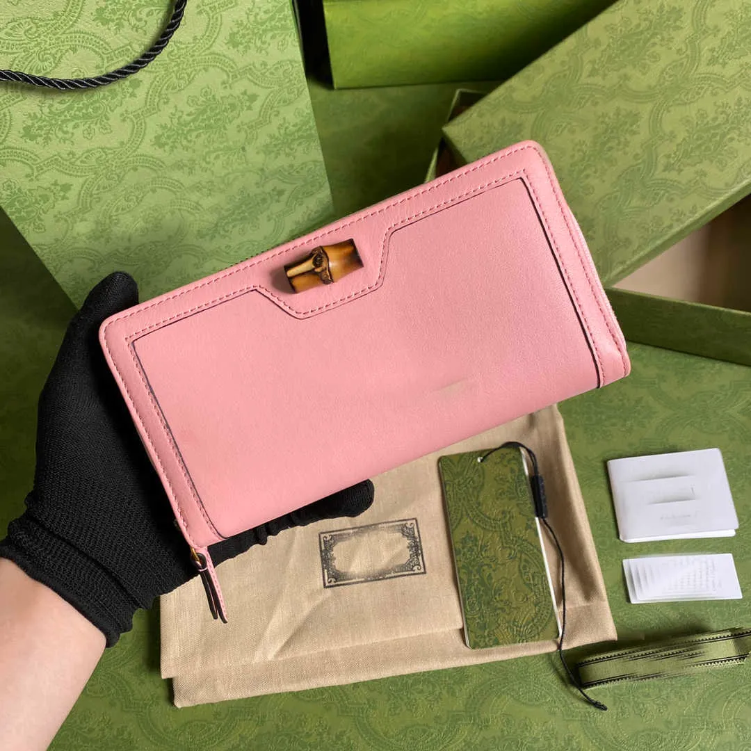 Designer di alta qualità Diana Bamboo Wormet Zippy Genuine Credit Credit Card Bag Fashion Black Pink Lady Long Pures310M