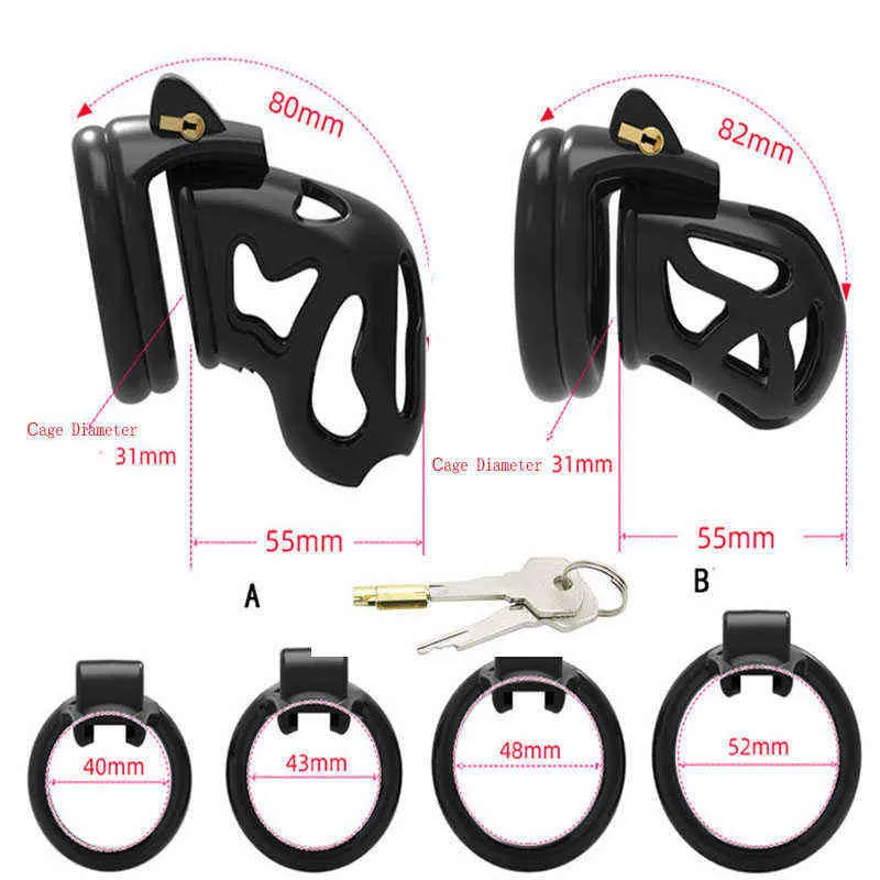 Nxy Cockrings 40 43 48 52mm Whole Set Penis Ring Chastity Cage Adults Sex Toys for Men Masturbators Bdsm Stimulate Cock Delay Time Product 220505