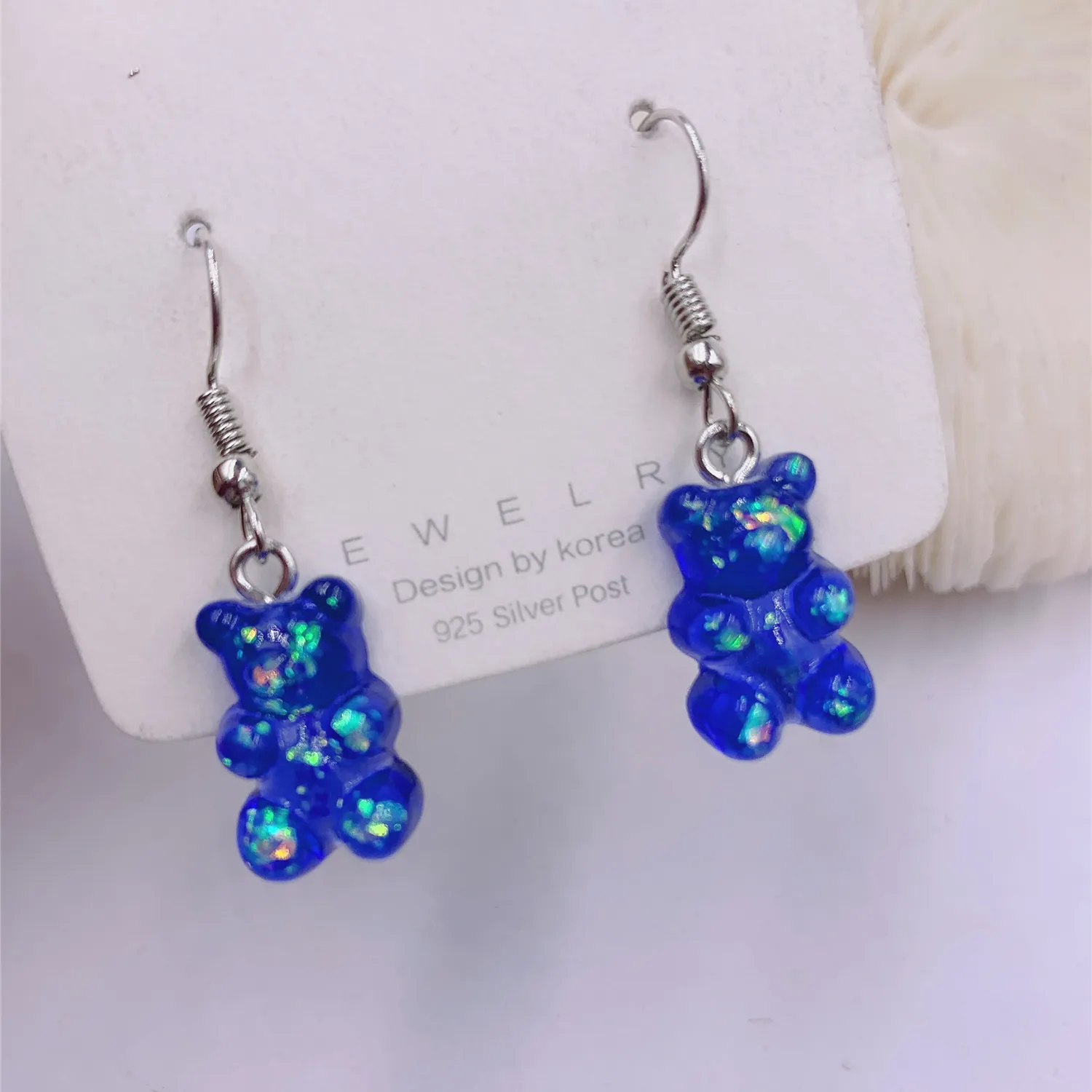 Fashion Simple Cute Colorful Acrylic Animal Bear Dangle Earrings for Girls Women Children Birthday Gift Lovely Jewelry