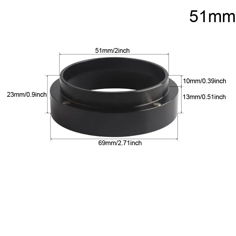 새로운 알루미늄 투약 링 링 58mm/53mm/51mm 브루 잉 보울 커피 가루 바구니 스푼 도구 탬퍼 포트 필터 코프