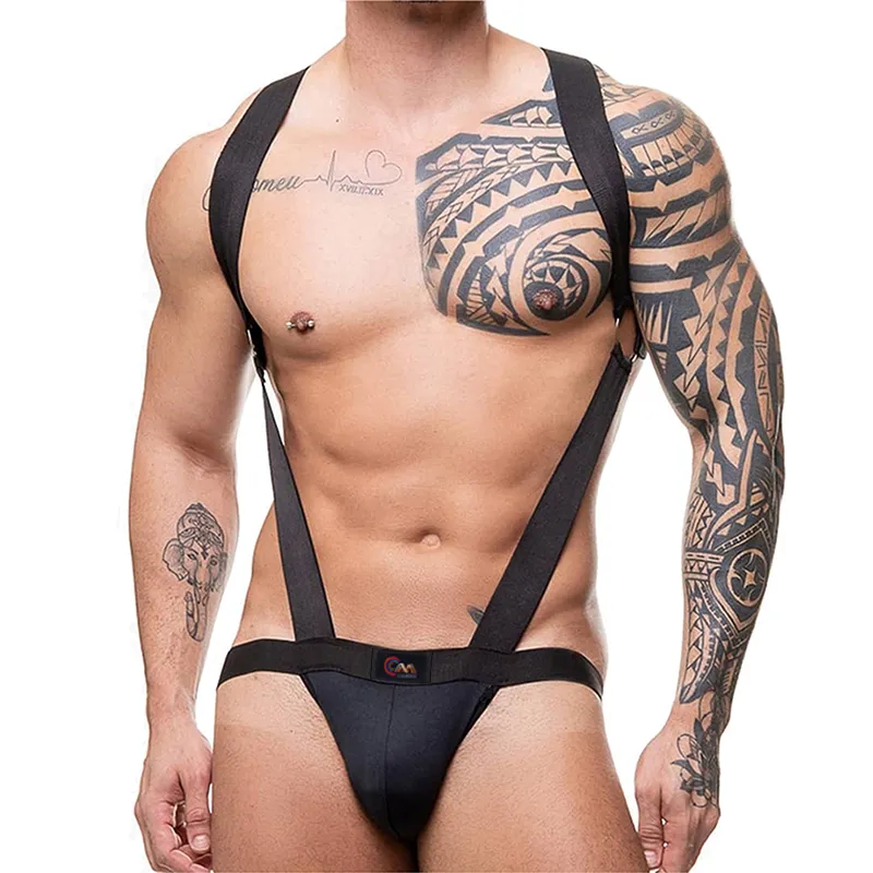 Mens Luxury Underwear Underpants Men Novelty Lingerie Shoulder Elastic Strap Sexy Suspender Thong Bodysuit Erotic Backless Costume Briefs Drawers Kecks 811D