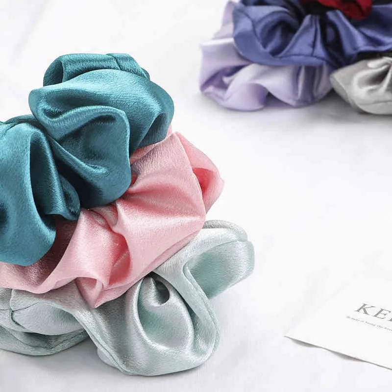 / mycket satin silke scrunchies kvinnor elastiska gummi hårband flickor solid hästsvans hållare hårband rep hår tillbehör set aa220323