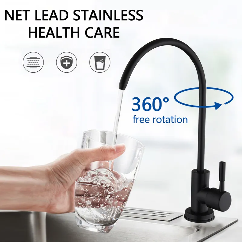 Kitchen Faucets Direct Drinking Tap Black Matte Stainless Steel kitchen Water Filter RO Purify System Reverse Osmosis 220401
