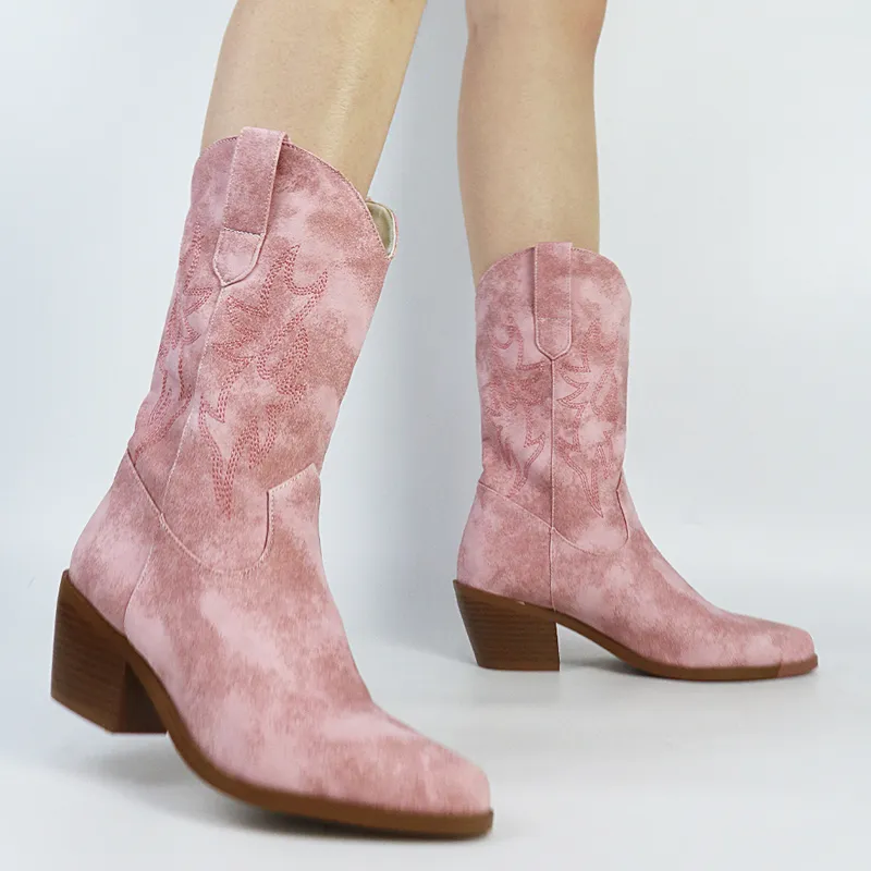 Cowboy tornozelo branco para cowgirl moda as botas ocidentais mulheres bordadas casuais de designer de ponta de designer 220810