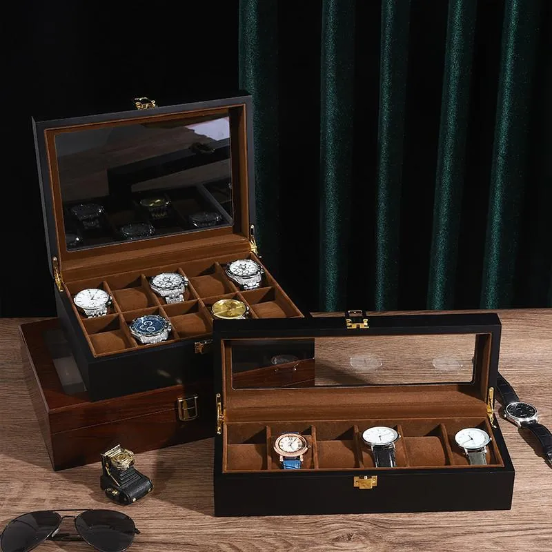 Horlogedozen Koffers Opbergdoos Luxe Massief Houten Kast Retro Kist Houten Display Horloges Voor Mannen Organizer 12 Zitplaatsen Collectie C315v