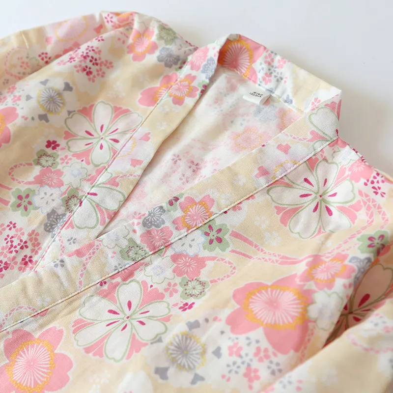 일본식 기모노 코튼 신선한 스타일 잠옷 정장 여성 캐주얼 봄과 여름 2 피스 홈 서비스 220329