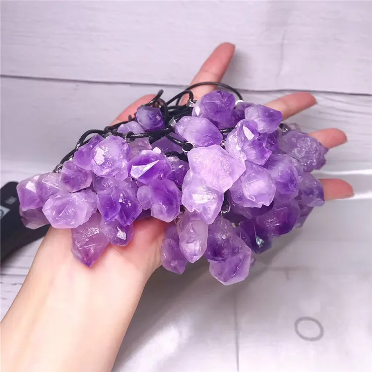 Kristalle bulk Grohandel Amethyst Kristall Amethyst Cluster Rock Annger Halskette Fr Frauen