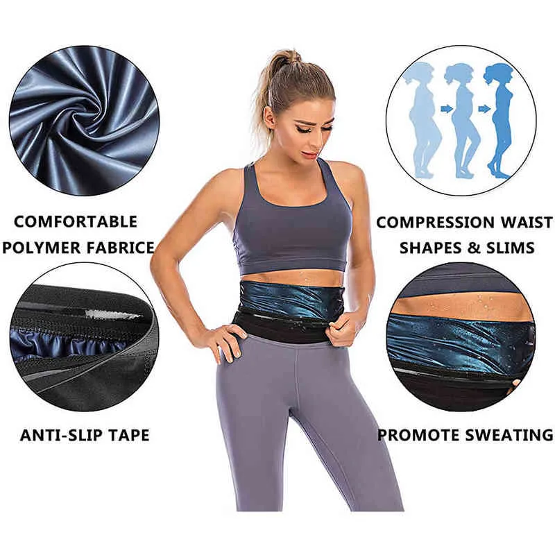 Waist Trainer Cintura in neoprene Donna Sauna Sweat Shaper Sweat Band Sport Waste Trainers Body Shaper Corsetto Dimagrante Shapewear L220802