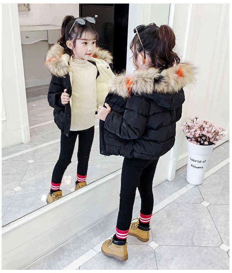 1 2 3 4 5 6-Year Resist Severe Cold Girls Jacket Winter Thick Keep Warm Outerwear Jacket For Girl Heavy Childrens Clothing J220718