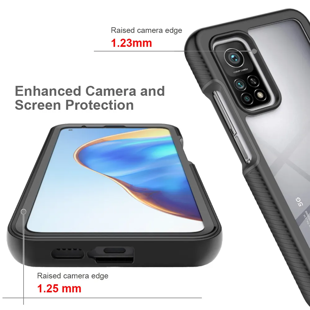 Custodie antiurto durevoli a protezione completa Xiaomi Mi 10T Pro Mi10T TPU morbido + Pet Pellicola anteriore trasparente Cover posteriore in acrilico