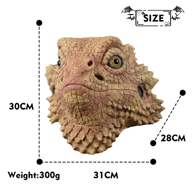 Desert Spiny Lizard Mask Animal Head Mask Halloween Kostuum Pretend voor volwassenen 220704